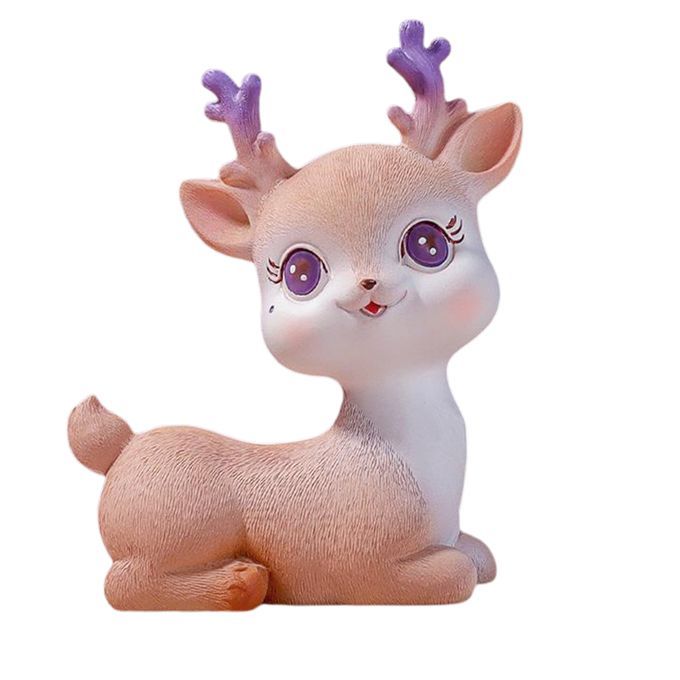 Resin Mini Deer Figurines Miniature Animal Statues Bonsai Style 4