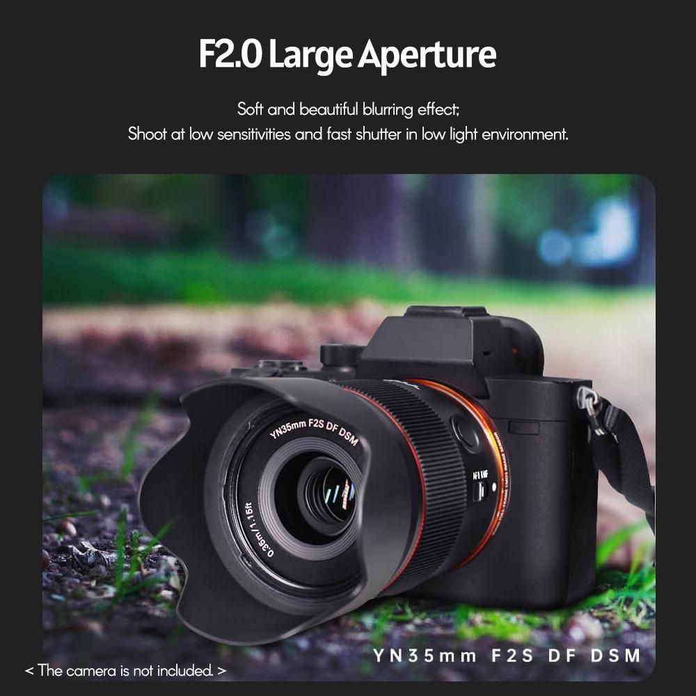 YNLENS YN35mm F2S DF 35mm E-Mount Full Frame Camera Lens F2.0 Large Aperture 8 Groups 9 Blades High-quality Focus Motor Auto Focus Replacement for Sony E-Mount Cameras