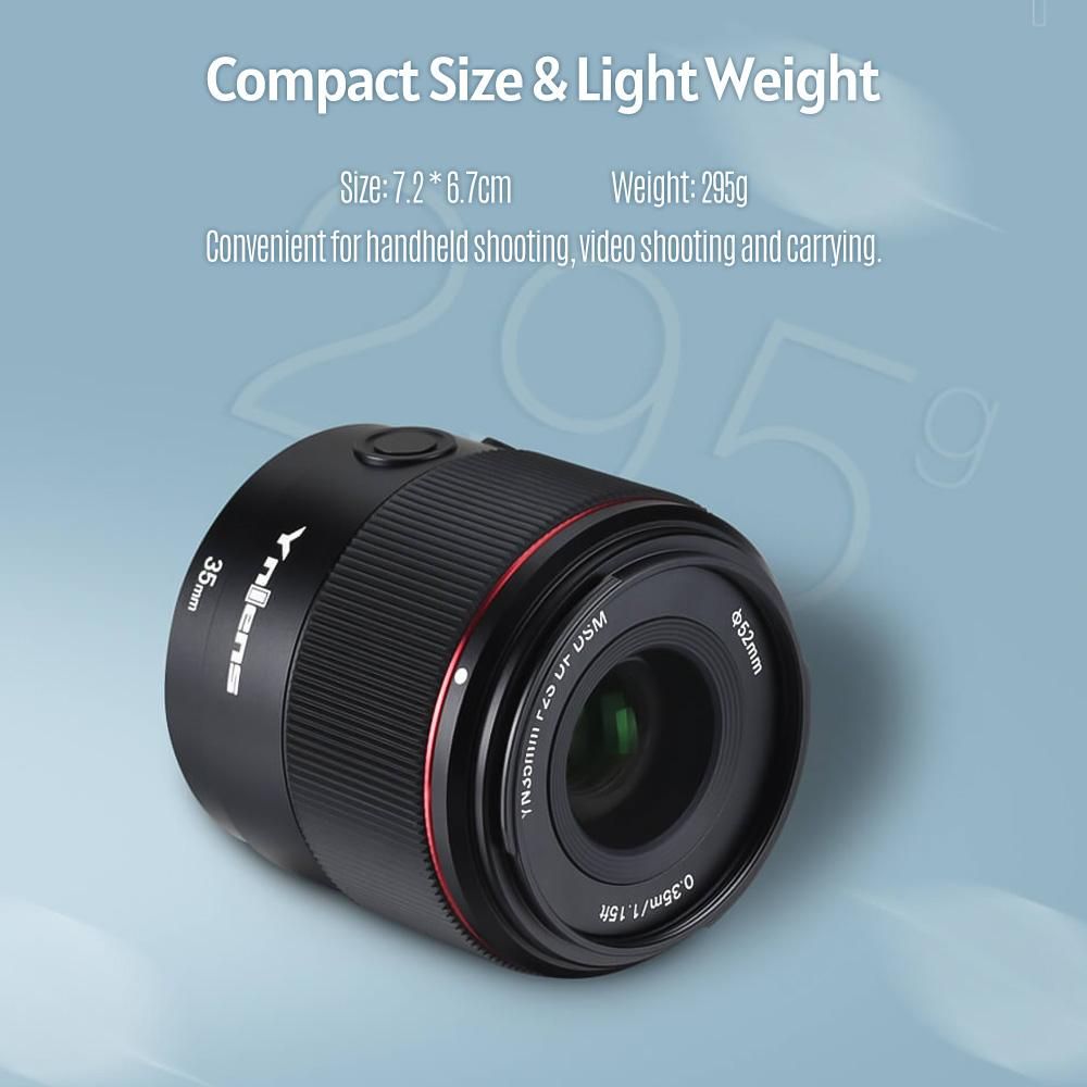 YNLENS YN35mm F2S DF 35mm E-Mount Full Frame Camera Lens F2.0 Large Aperture 8 Groups 9 Blades High-quality Focus Motor Auto Focus Replacement for Sony E-Mount Cameras