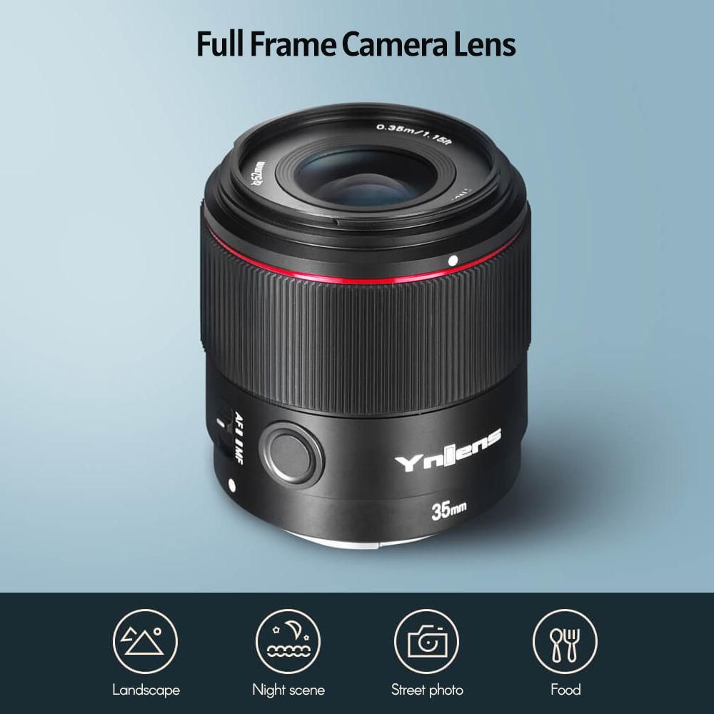 YNLENS YN35mm F2S DF 35mm E-Mount Full Frame Camera Lens F2.0 Large Aperture 8 Groups 9 Blades High-quality Focus Motor Auto Focus Replacement for Sony E-Mount Cameras