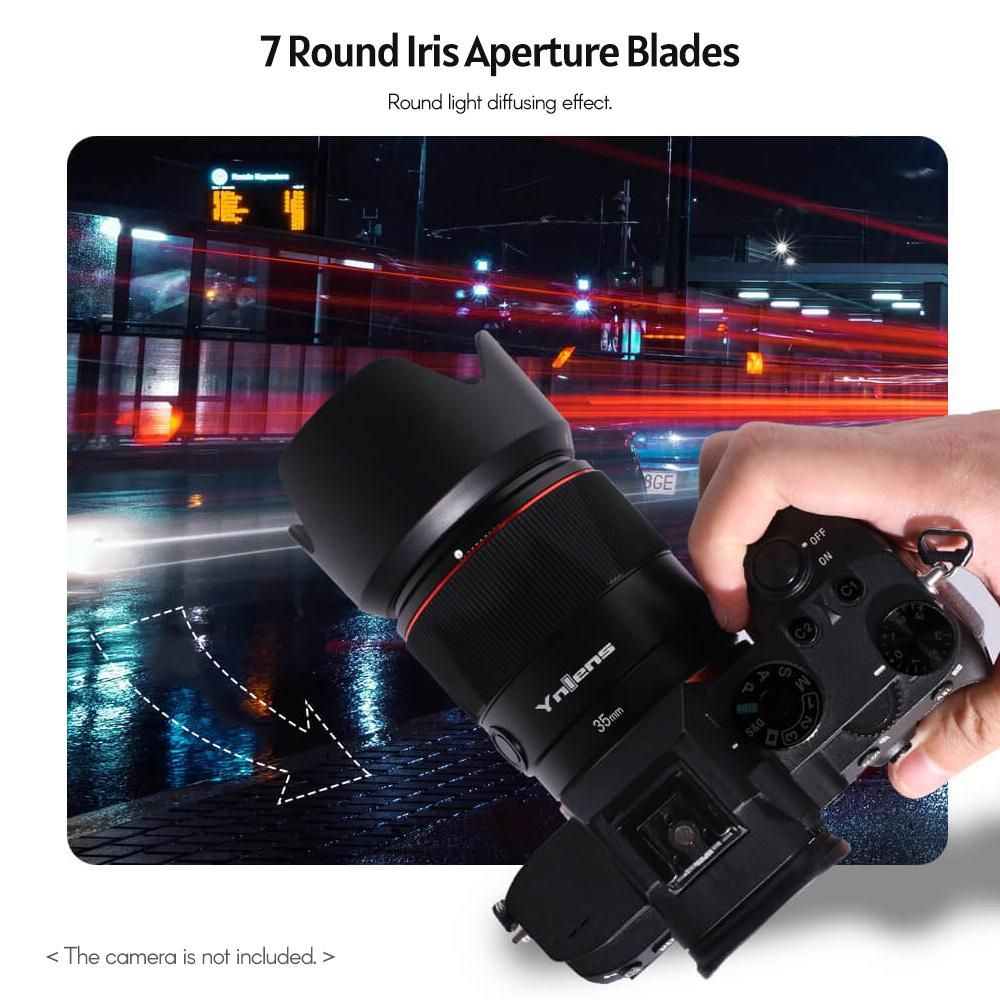 YNLENS YN35mm F2S DF 35mm E-Mount Full Frame Camera Lens F2.0 Large Aperture 8 Groups 9 Blades High-quality Focus Motor Auto Focus Replacement for Sony E-Mount Cameras
