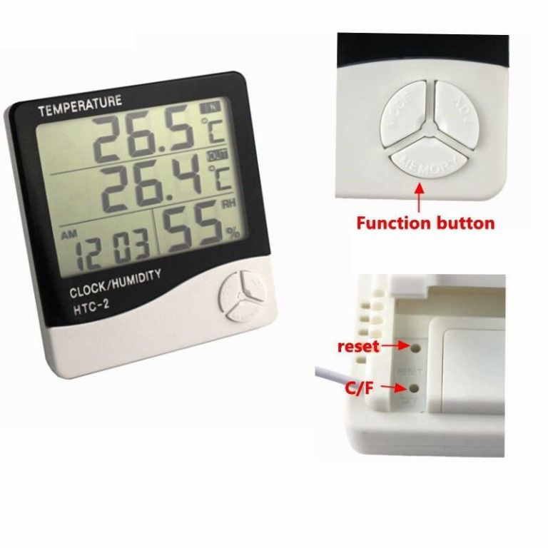 HTC-2 Thermometer Digital Electronic Alarm Clock Hygrometer(Battery Included)