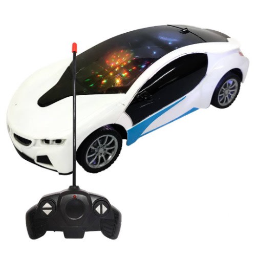 Remote Controlled Rechargeable Toy Car With 3d Lights - White