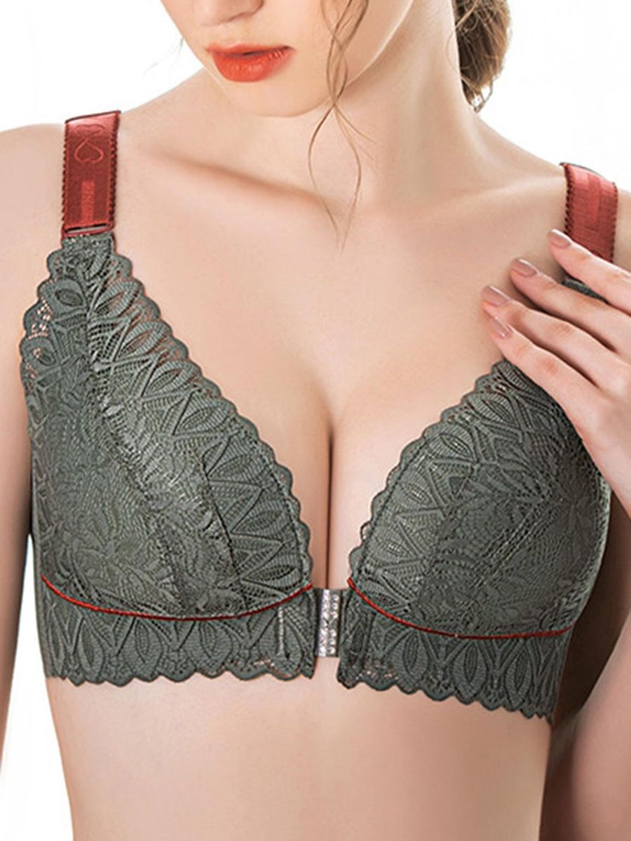 Women Front Closure Bra No Underwire Thin Padded Plus Size Bras