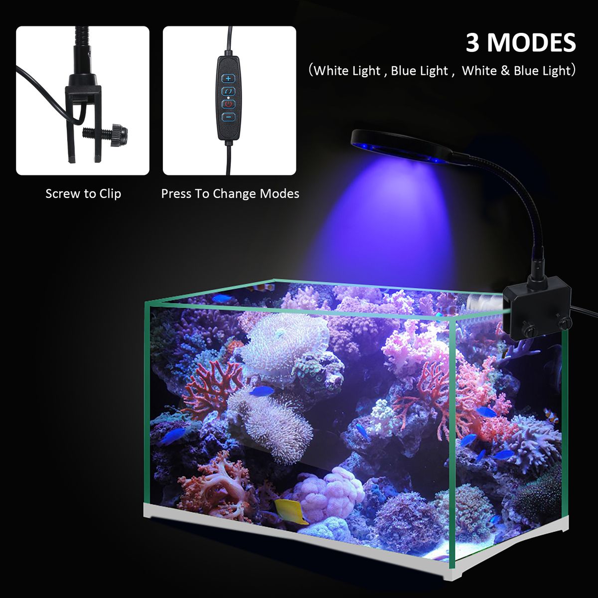 D C 5V 7W 18 LED Aquarium Light Fish Jar Clamp Clip  View