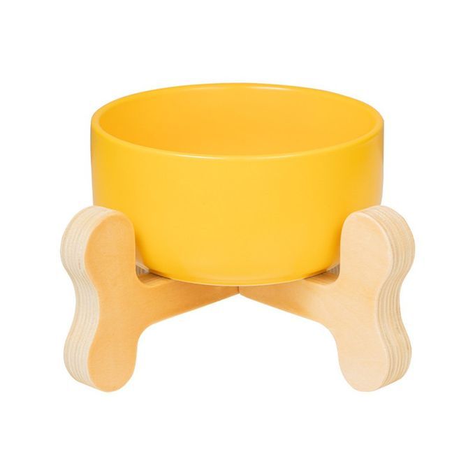 Erami  Dog Bowl Extra Large Anti-overturning Dog Food Bowl Flat Bottom Bowl-yellow-22*12 M