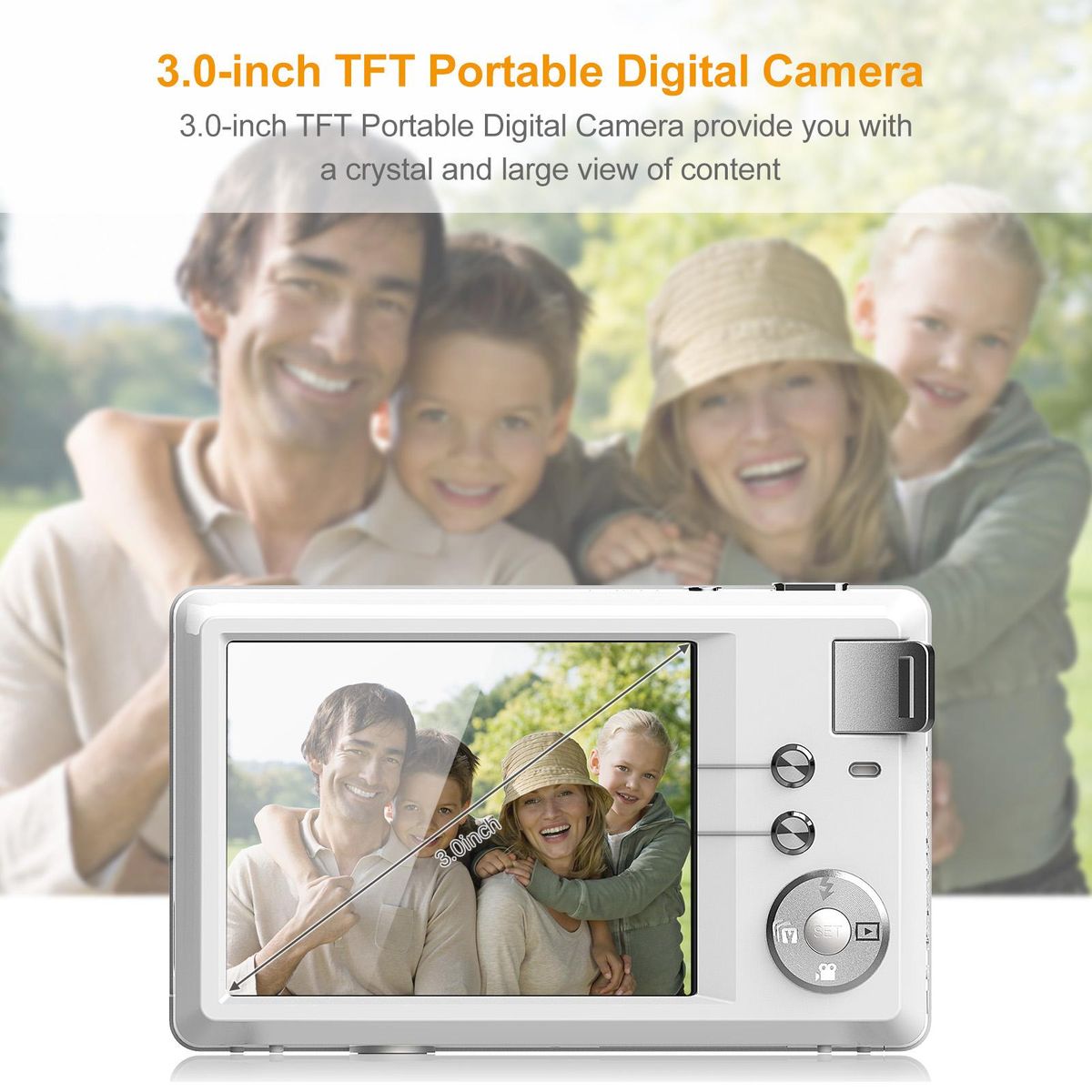 Andoer 3.0-inch TFT Portable Digital Camera 48MP 4K Ultra HD 16X Zoom Auto Focus Self-Timer Face Detection Anti-shaking with 2pcs Batteries Hand Strap Great Gift for Childeren