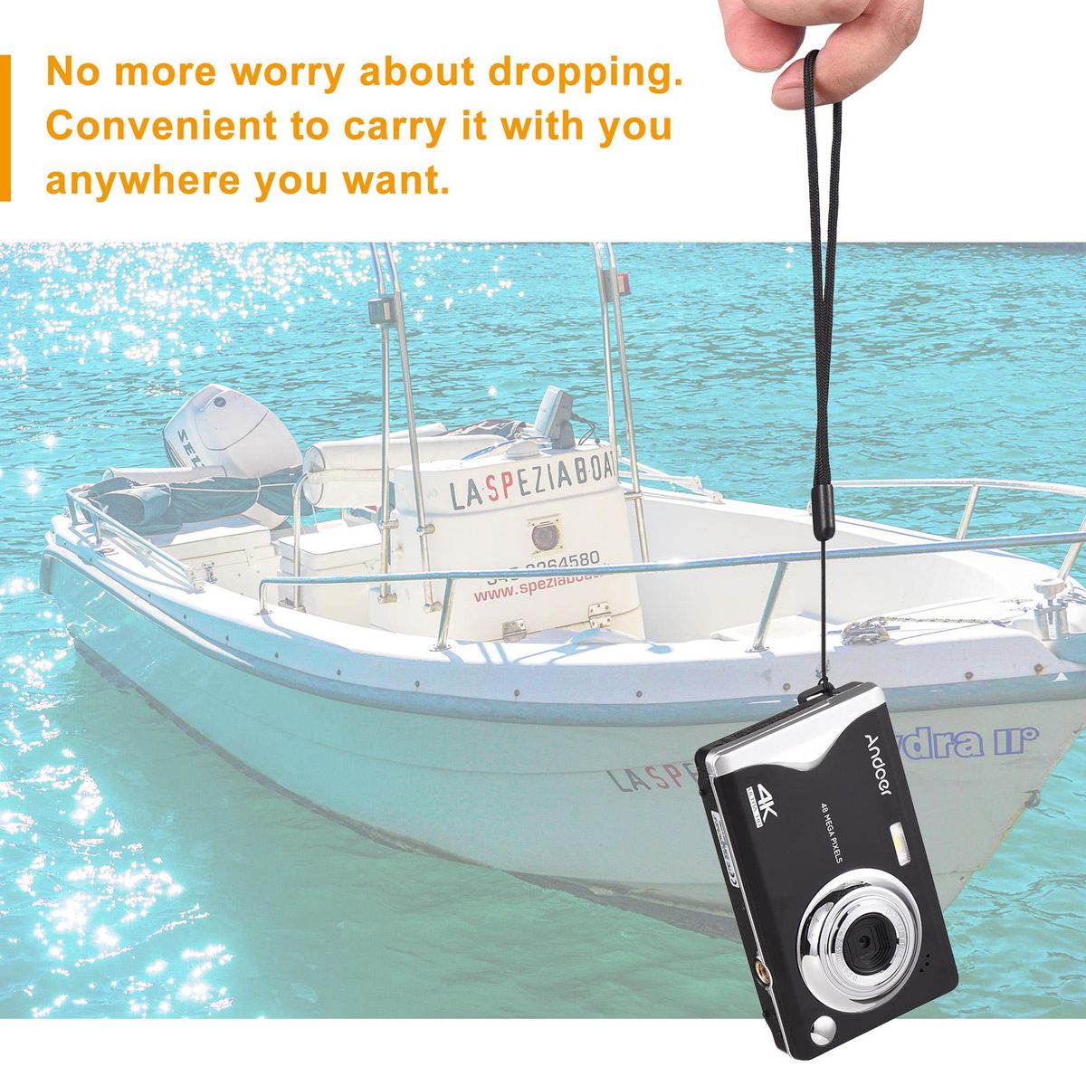Andoer 3.0-inch TFT Portable Digital Camera 48MP 4K Ultra HD 16X Zoom Auto Focus Self-Timer Face Detection Anti-shaking with 2pcs Batteries Hand Strap Great Gift for Childeren