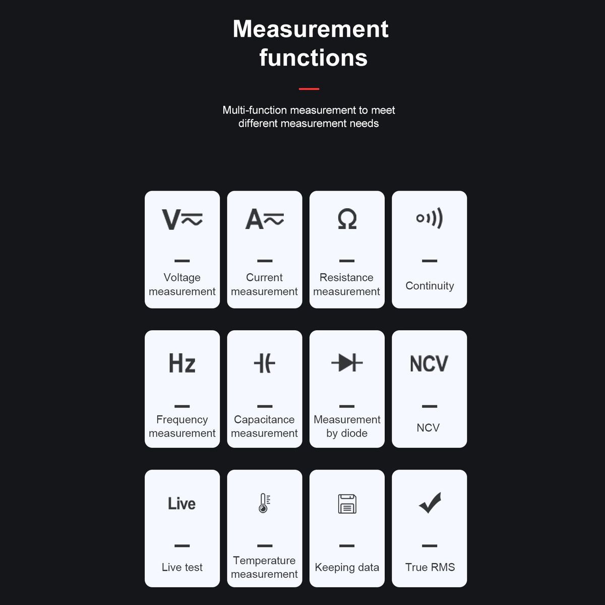 HABOTEST HT118E Digital Multimeter Auto Range Multi-meter 20,000 Counts True RMS Measuring AC/DC Voltage & Current Resistance Capacitance Frequency Temperature Continuity Duty MAX/MIN Mesaurement Live & NCV Test Diode with LC