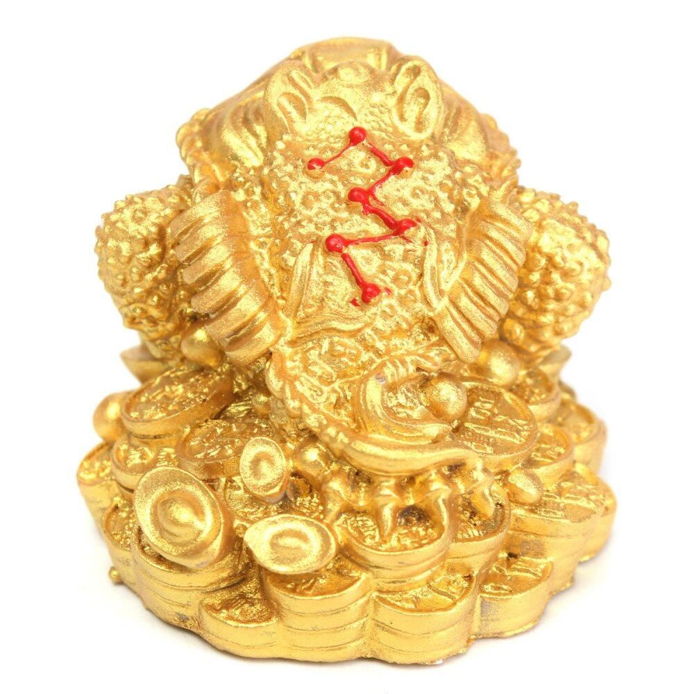 Feng Shui Money 3 Legs Gilded Frog Toad Ingot Copper Coin Enhance Fortune Weath