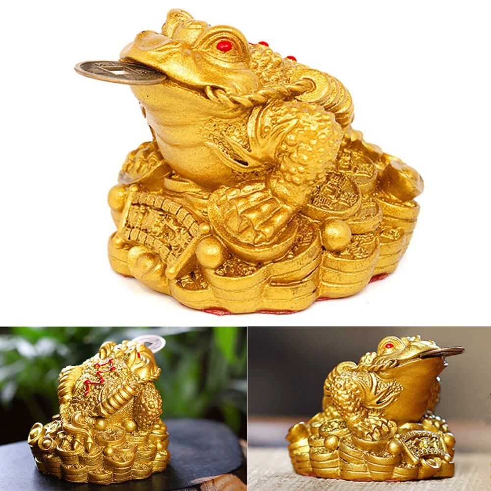 Feng Shui Money 3 Legs Gilded Frog Toad Ingot Copper Coin Enhance Fortune Weath