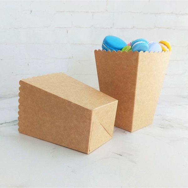 12pcs Natural Kraft Treat Popcorn Box For Wedding Party