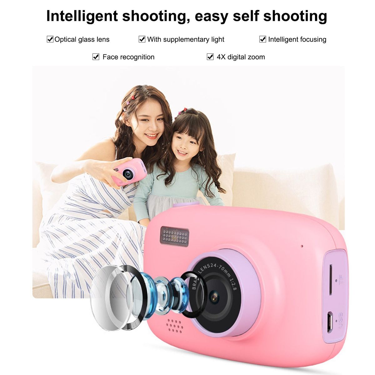 1080P Kids Camera Mini Cartoon Digital Child Camera 2.4-inch