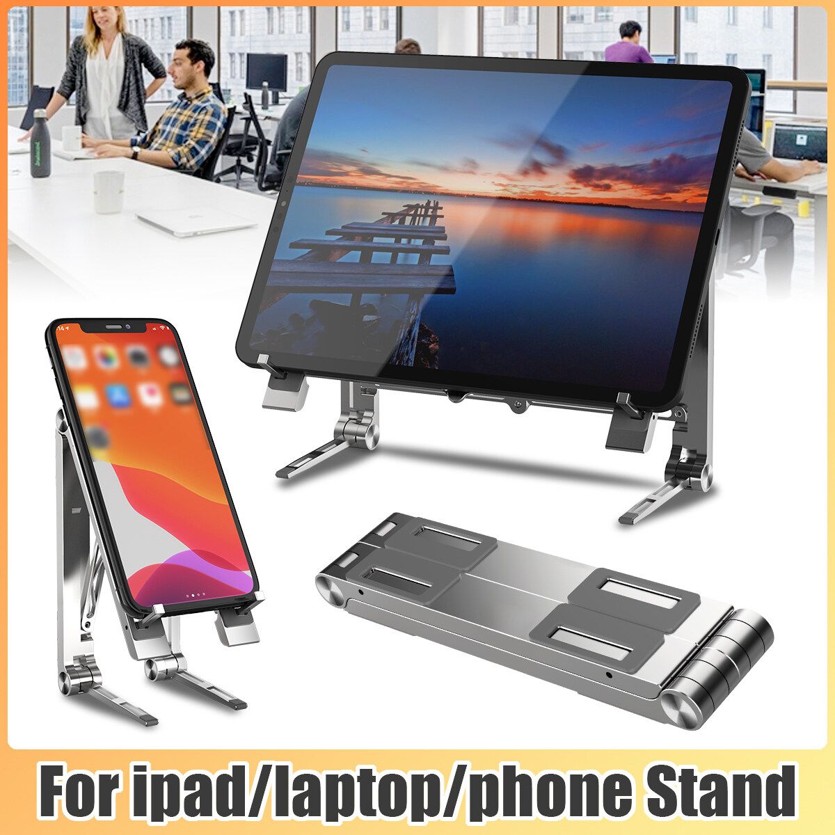 3 IN 1 Laptop Stand, Laptop Holder Riser Portable Adjustable Computer Tablet Stand, Aluminum Alloy Foldable Laptop Stand Compatible MacBook More 10-15.6
