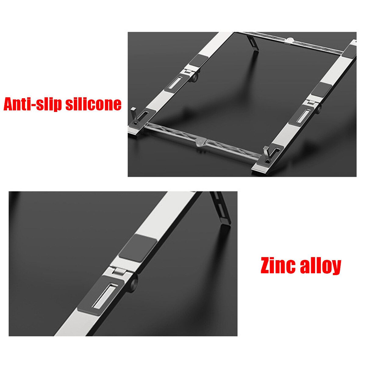 3 IN 1 Laptop Stand, Laptop Holder Riser Portable Adjustable Computer Tablet Stand, Aluminum Alloy Foldable Laptop Stand Compatible MacBook More 10-15.6" Laptops & Tablet(Silver) Silver
