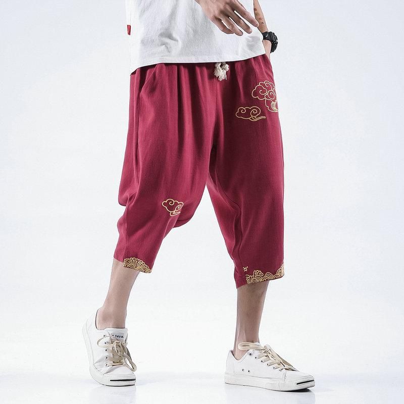 Welcome Tracksuit Pants Cotton and Linen Street Clothing with Embroidery Harem Jewelry Pants Big Size Fitness Pants 5XL Summer