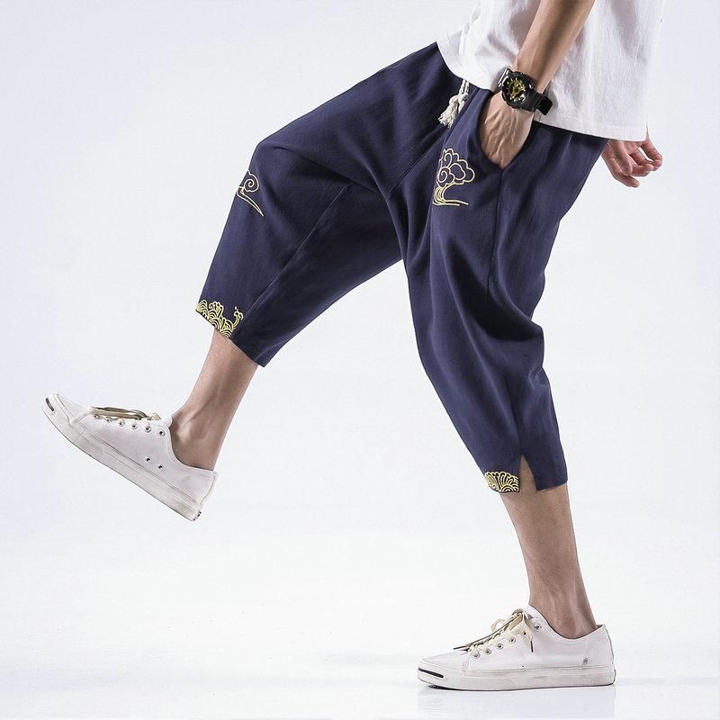 Welcome Tracksuit Pants Cotton and Linen Street Clothing with Embroidery Harem Jewelry Pants Big Size Fitness Pants 5XL Summer