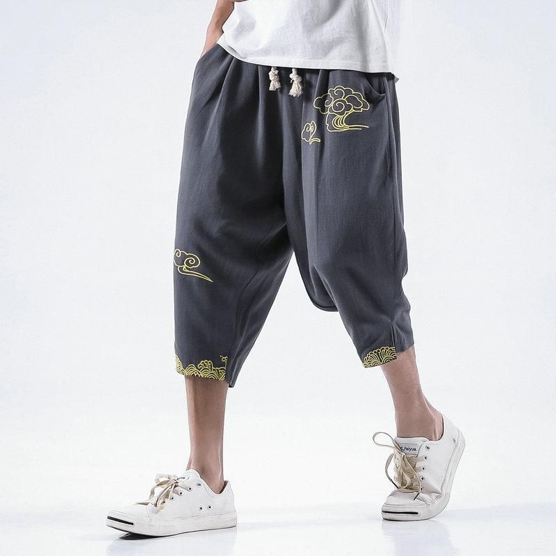 Welcome Tracksuit Pants Cotton and Linen Street Clothing with Embroidery Harem Jewelry Pants Big Size Fitness Pants 5XL Summer