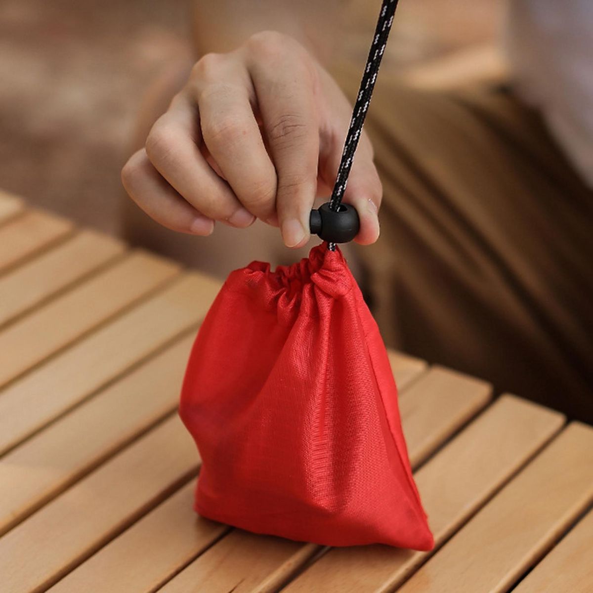 Drawstring Pouch Light Torch Rope Tools Sundries Drawstring Bag Red