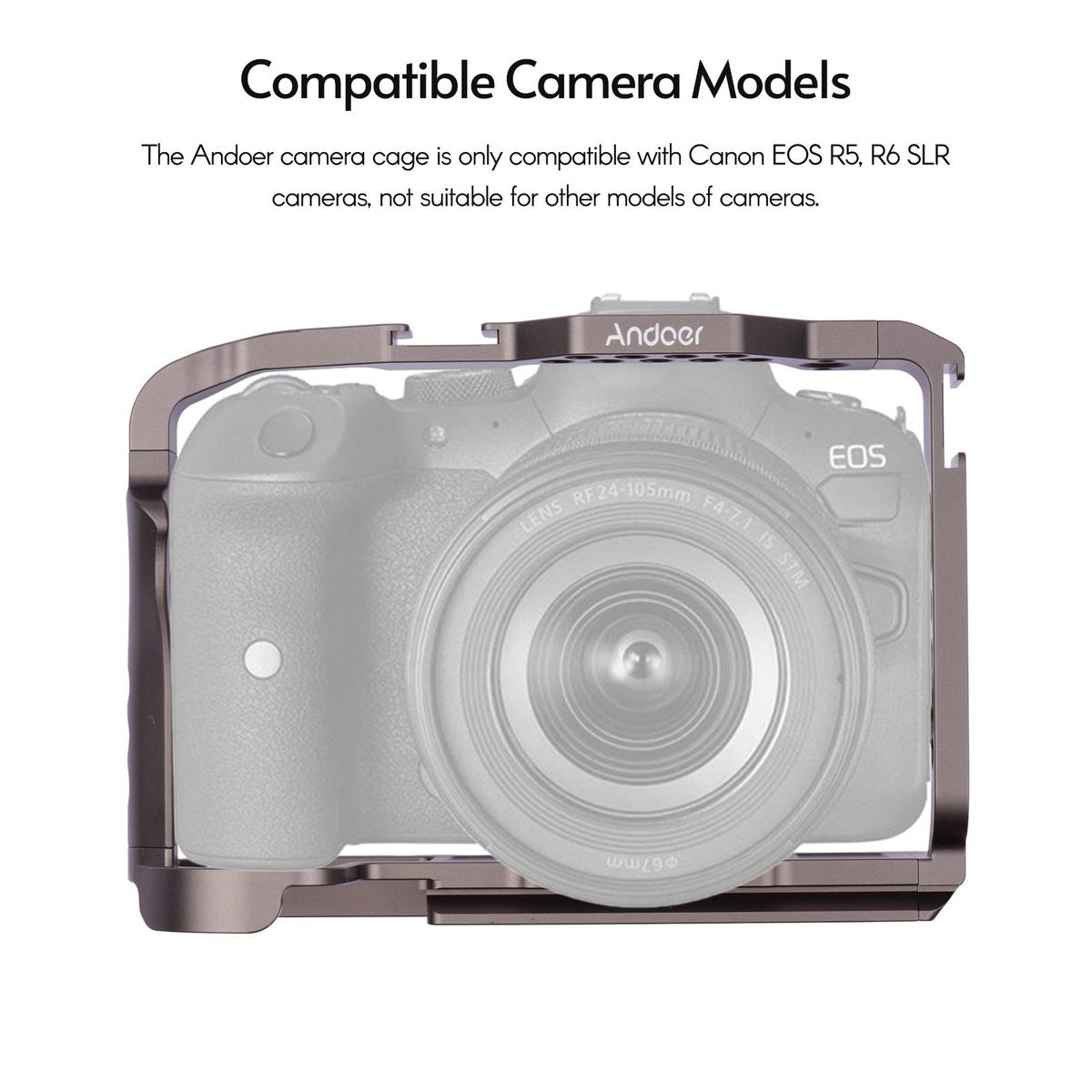 Andoer Aluminum Alloy Camera Cage Protective Vlog Cage with Dual Cold Shoe Mounts for Microphone LED Light Monitor Compatible with Canon EOS R5 R6 Cameras