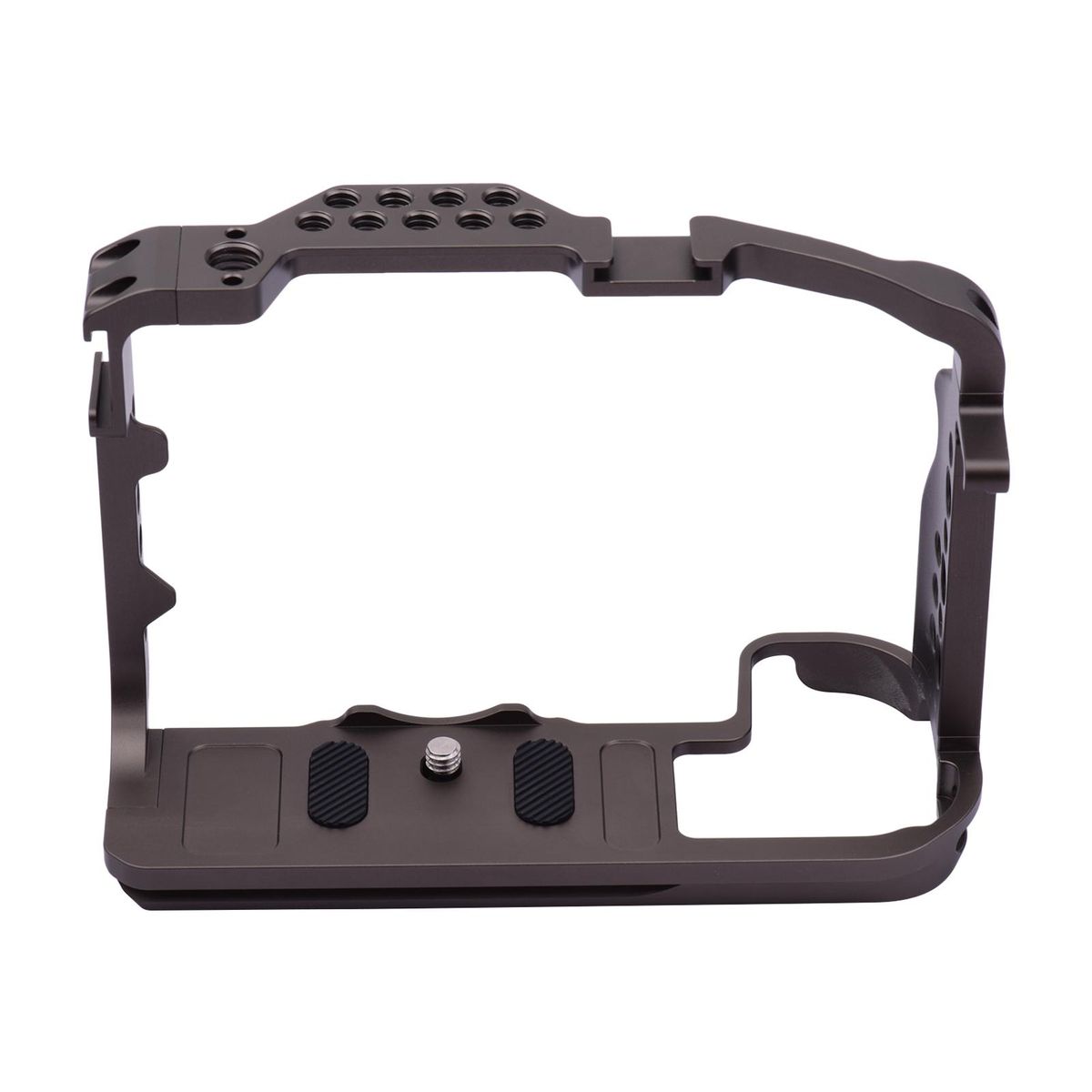 Andoer Aluminum Alloy Camera Cage Protective Vlog Cage with Dual Cold Shoe Mounts for Microphone LED Light Monitor Compatible with Canon EOS R5 R6 Cameras