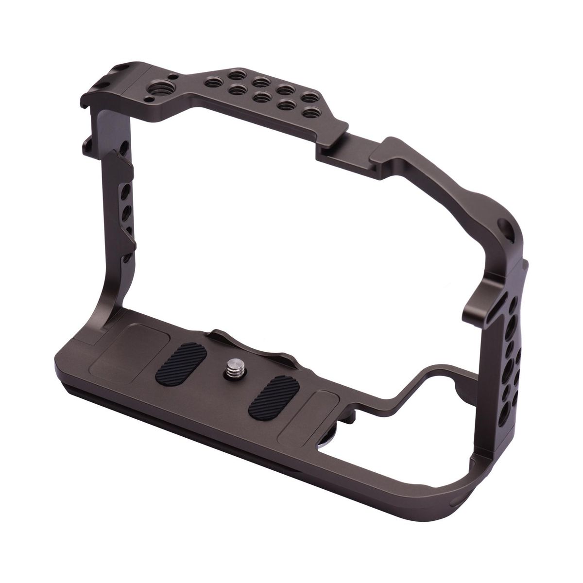 Andoer Aluminum Alloy Camera Cage Protective Vlog Cage with Dual Cold Shoe Mounts for Microphone LED Light Monitor Compatible with Canon EOS R5 R6 Cameras