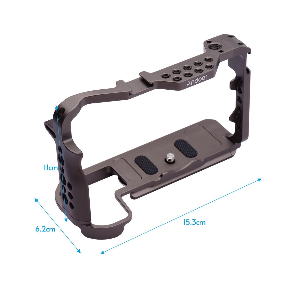 Andoer Aluminum Alloy Camera Cage Protective Vlog Cage with Dual Cold Shoe Mounts for Microphone LED Light Monitor Compatible with Canon EOS R5 R6 Cameras