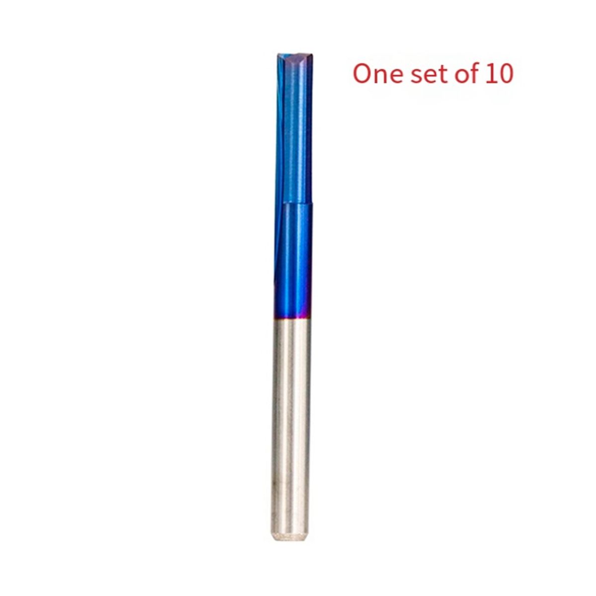 10Pcs Straight Milling Cutter 3.175 Shank Nano Blue Coated 2 Flute Hard for Wood Plastic CNC Carving Head