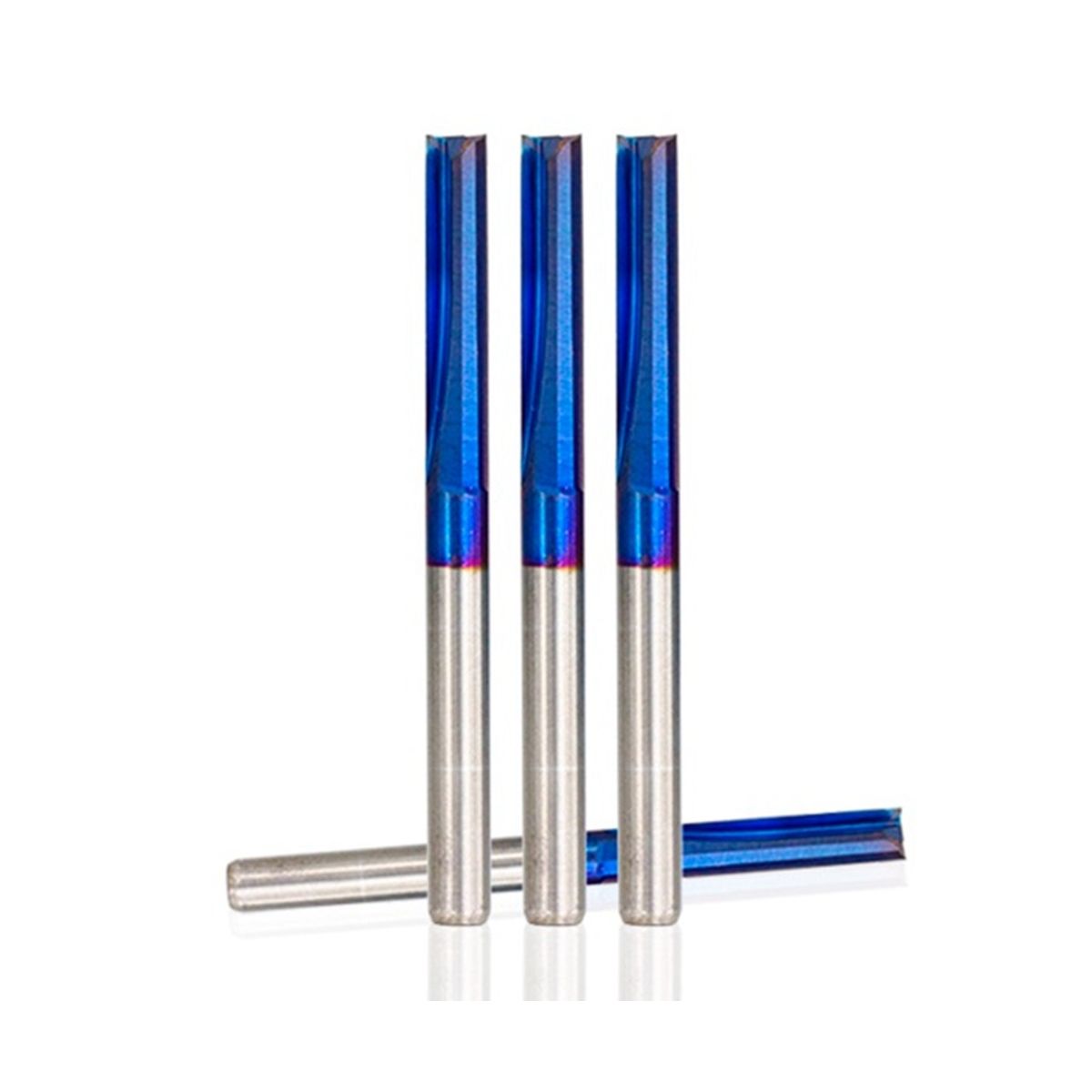 10Pcs Straight Milling Cutter 3.175 Shank Nano Blue Coated 2 Flute Hard for Wood Plastic CNC Carving Head