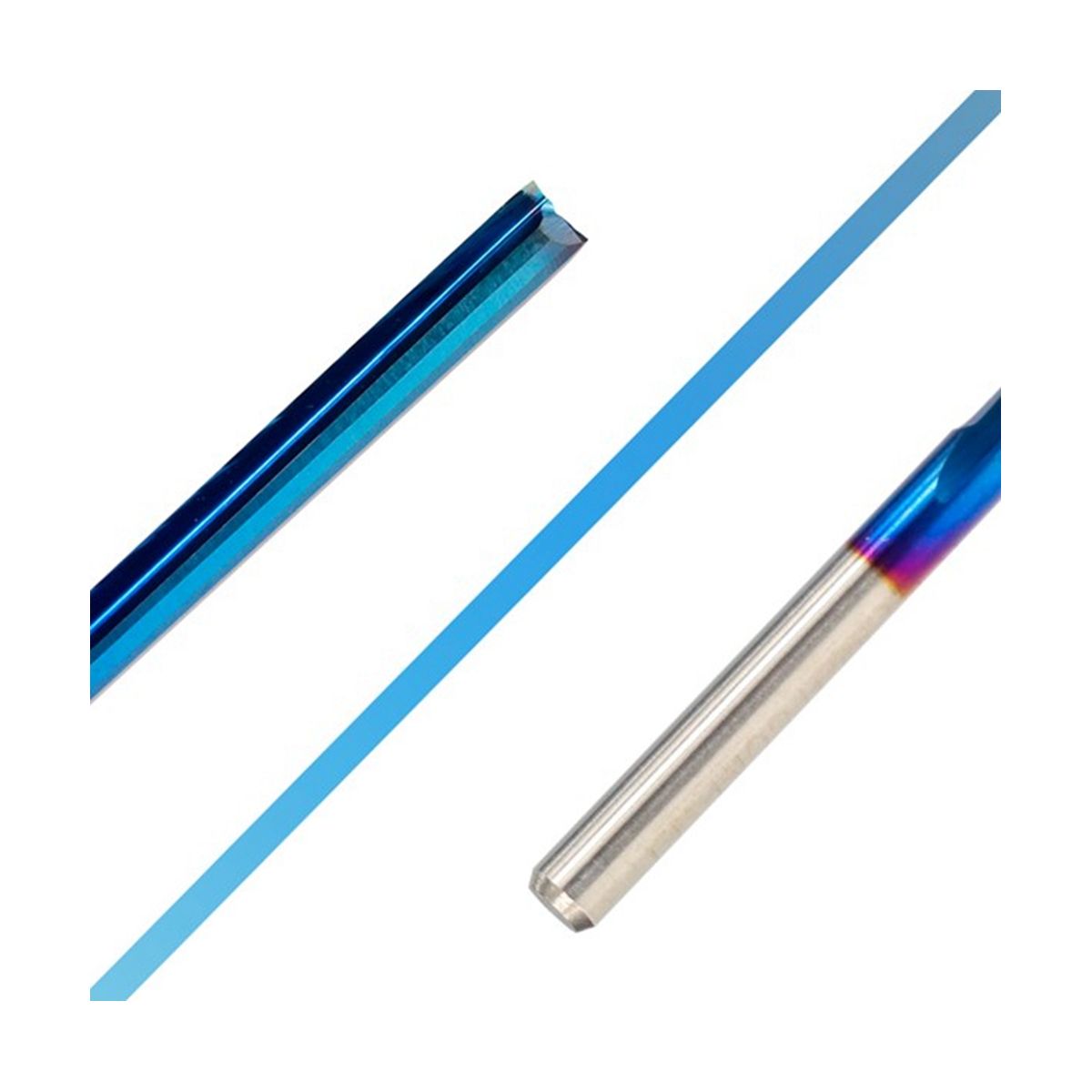 10Pcs Straight Milling Cutter 3.175 Shank Nano Blue Coated 2 Flute Hard for Wood Plastic CNC Carving Head