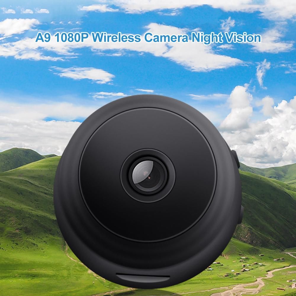 A9 1080P Wireless Camera Night Vision Motion Detection 150 Degrees Wide Angle Home Security Camera (Black)