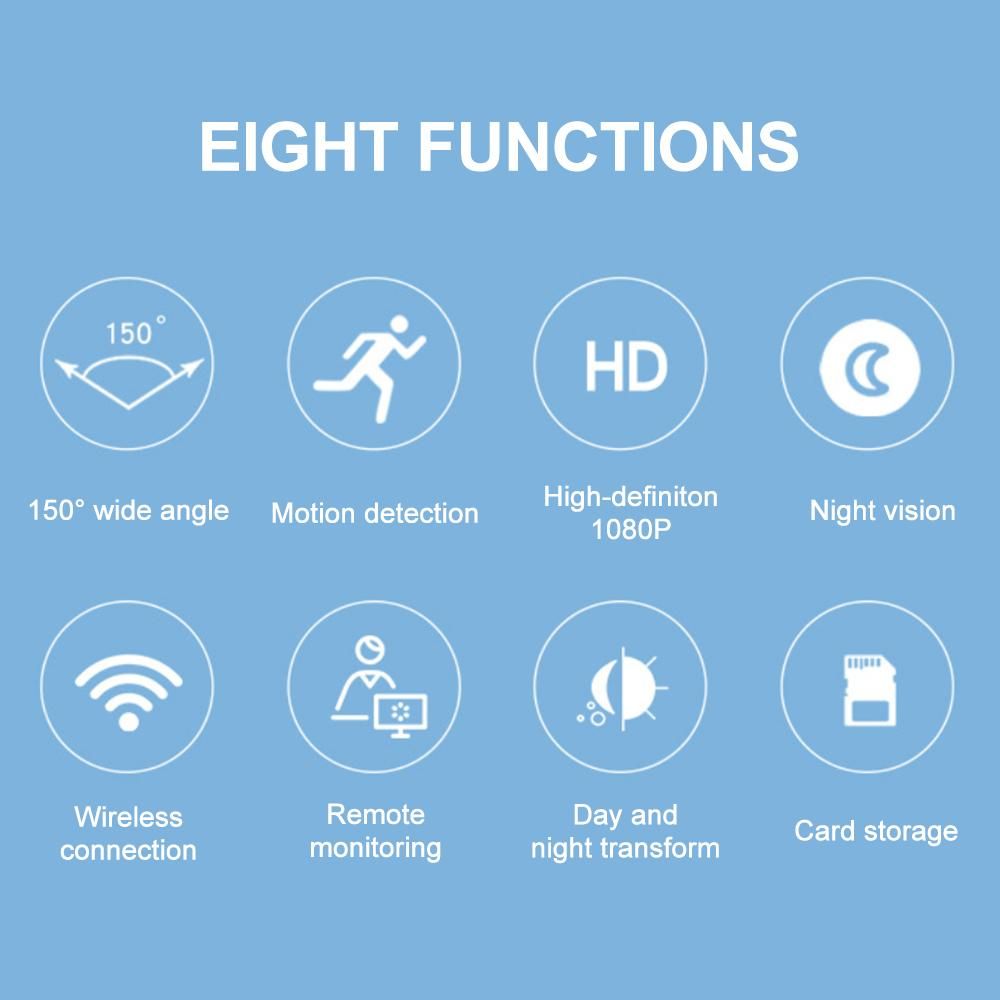 A9 1080P Wireless Camera Night Vision Motion Detection 150 Degrees Wide Angle Home Security Camera (Black)