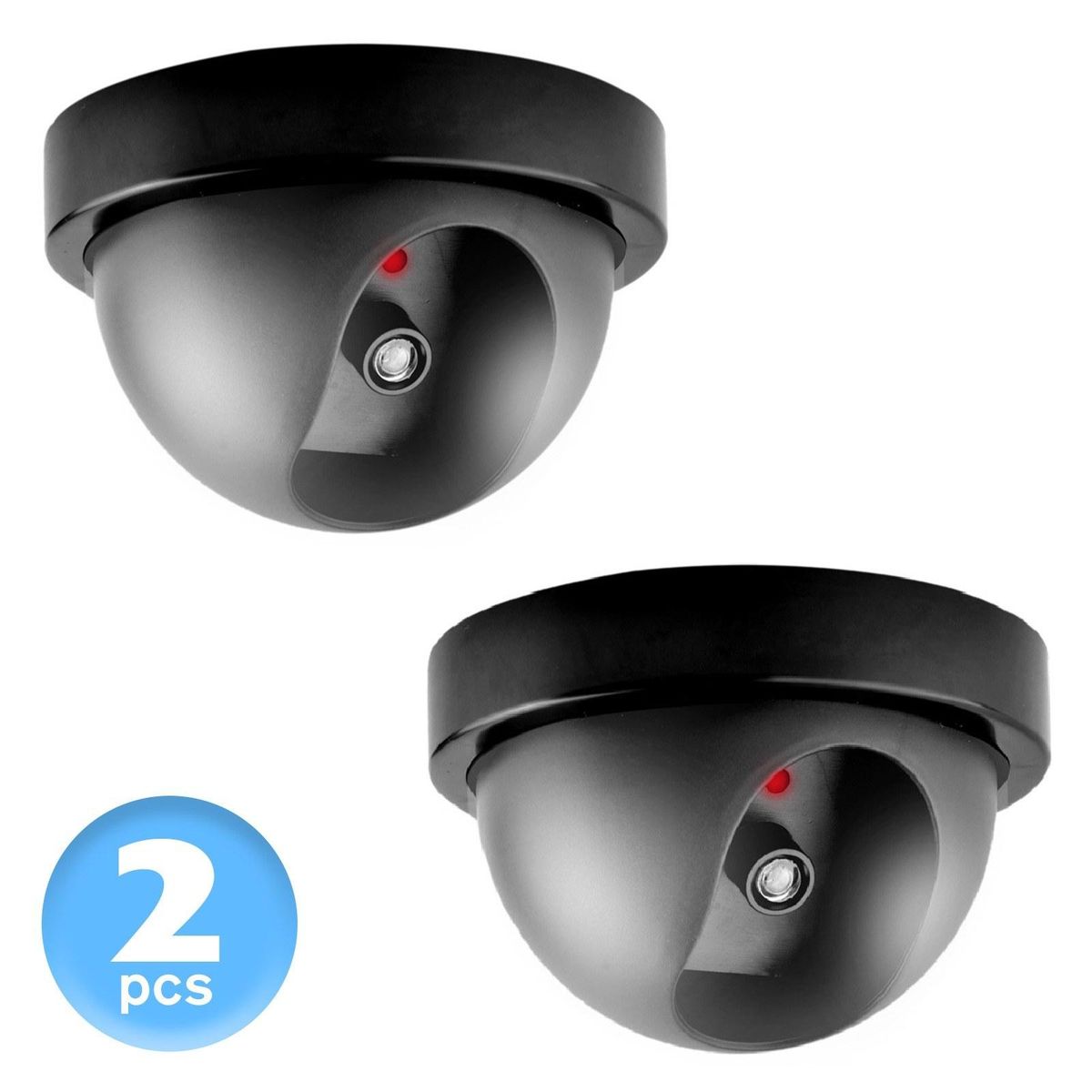 2 PCS Fake Security Camera Dome Dummy Camera Simulated Surveillance Camera with Flashing Light for Home Business Warning Security