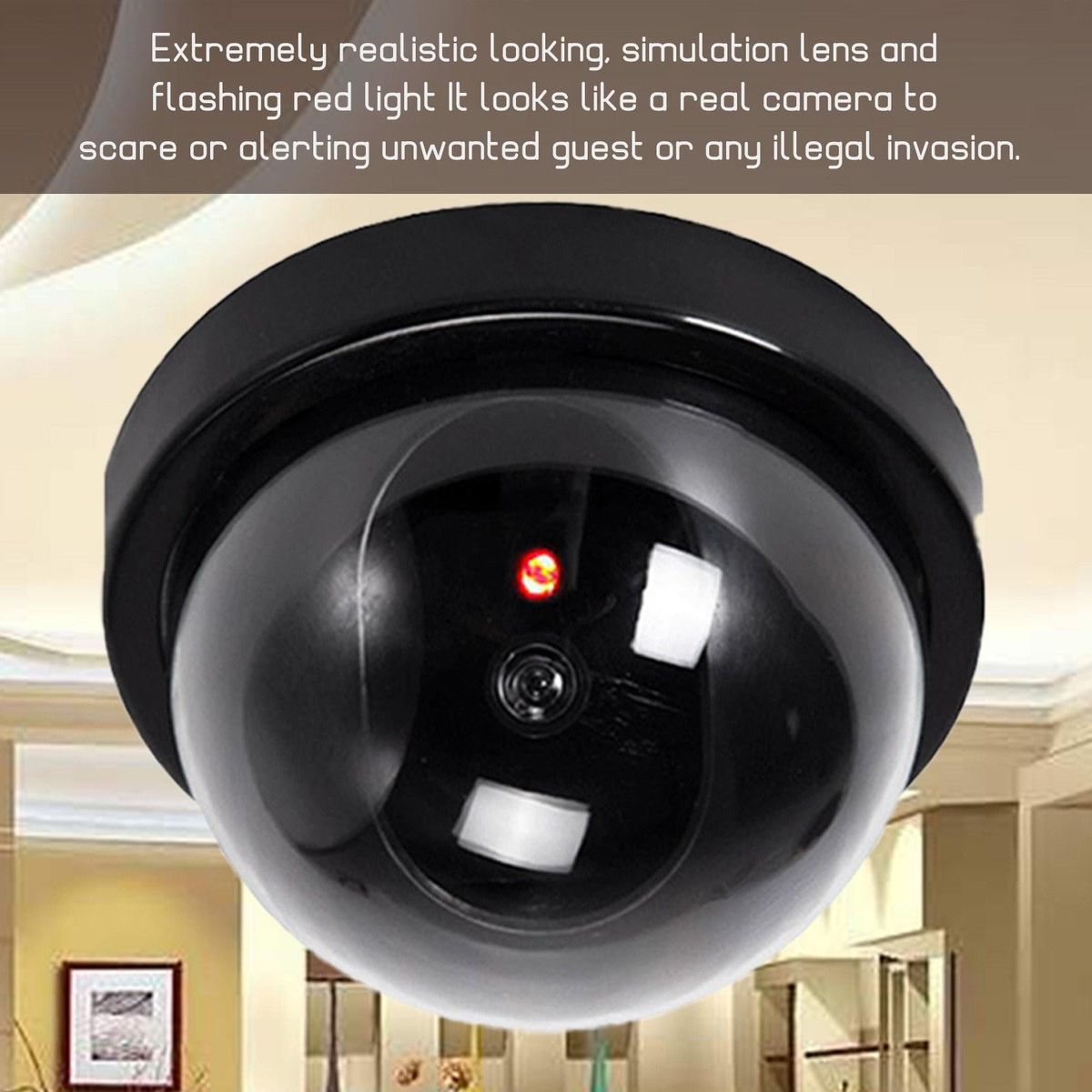2 PCS Fake Security Camera Dome Dummy Camera Simulated Surveillance Camera with Flashing Light for Home Business Warning Security
