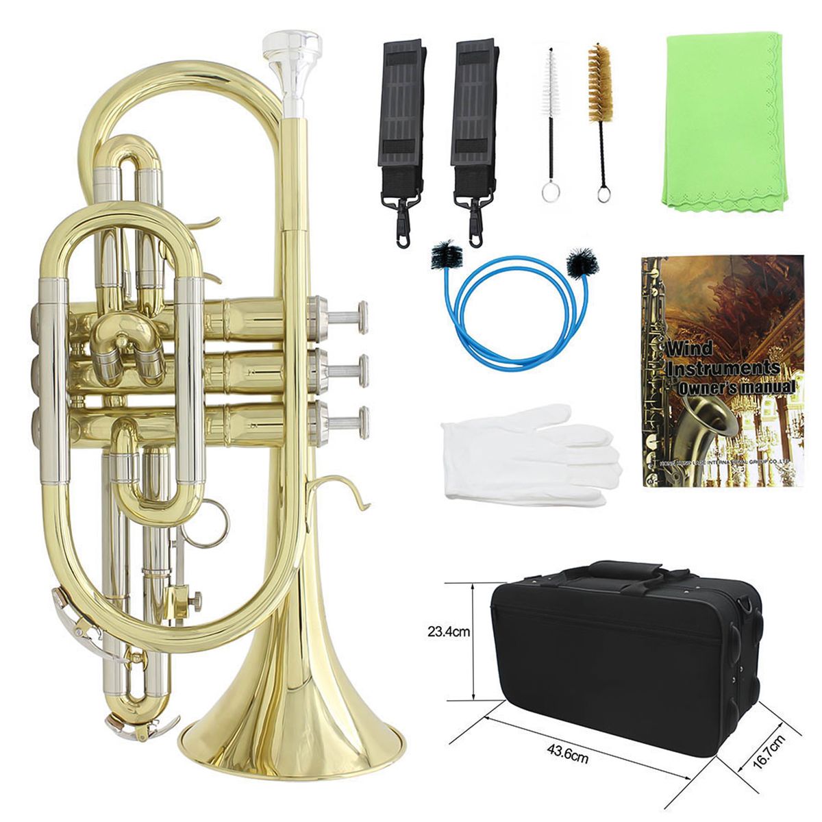 Professional Bb Flat Cornet Brass Instrument With Carrying
