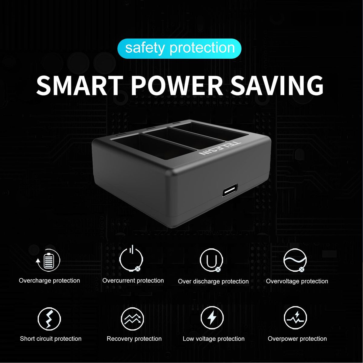 TELESIN GP-BCG-902 Camera Battery Charger Replacement for GoPro HERO 9 Camera