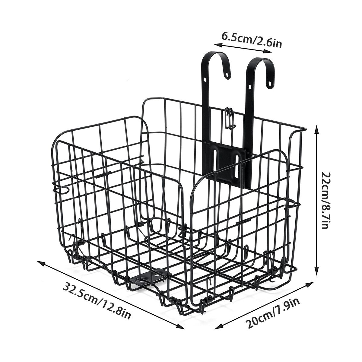 Front Rear Bike Folding Basket Wire Mesh Fold-Up Detachable Front Bag Rear Hanging Bike Basket Bicycle Bag Cargo Rack Gifts 33x22x20cm