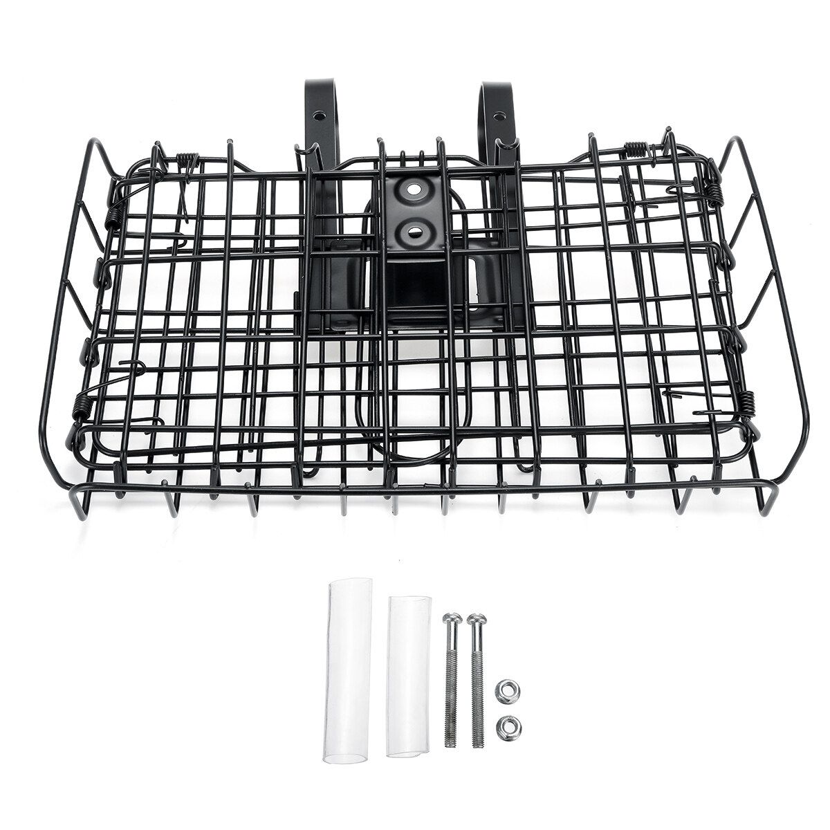 Front Rear Bike Folding Basket Wire Mesh Fold-Up Detachable Front Bag Rear Hanging Bike Basket Bicycle Bag Cargo Rack Gifts 33x22x20cm