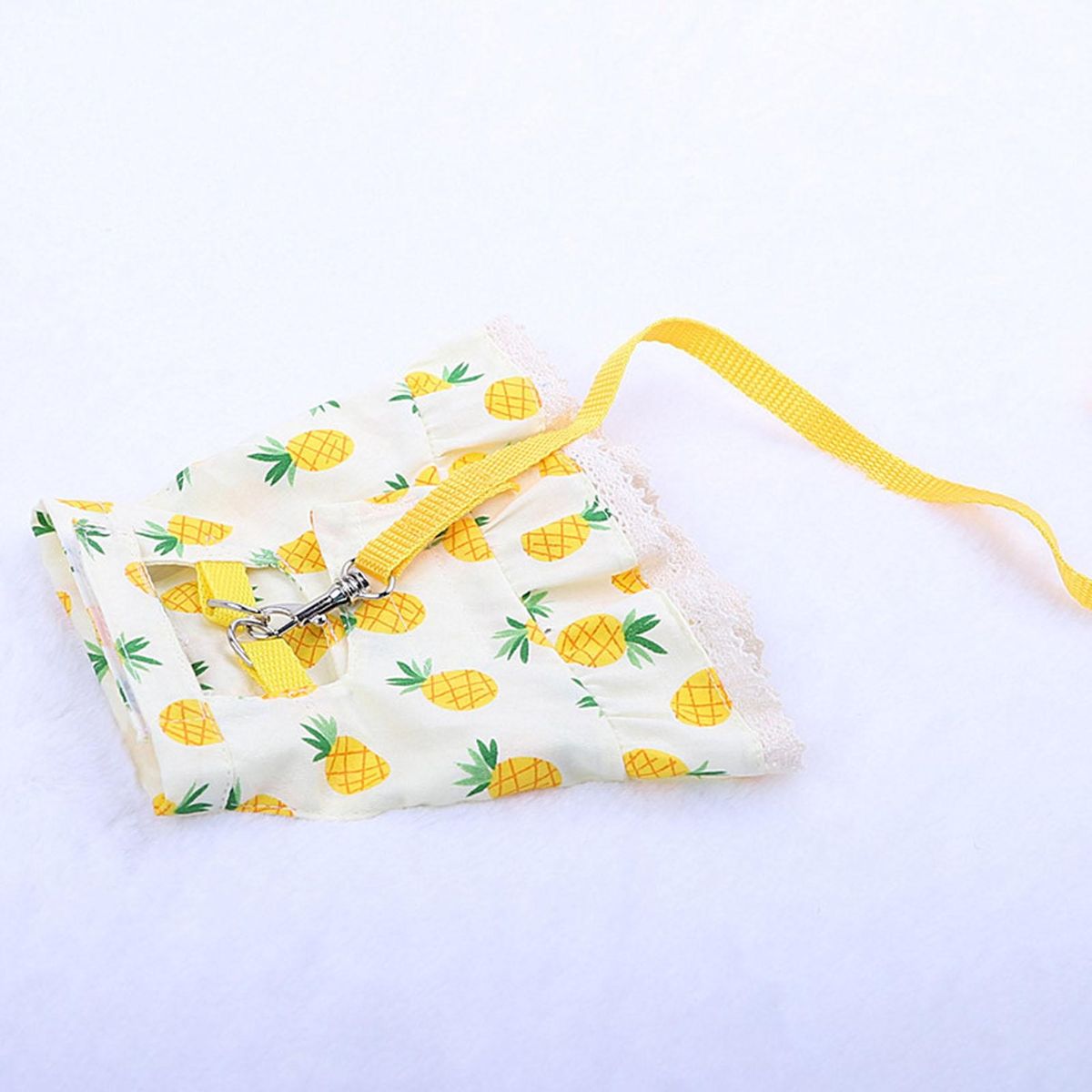 1 Set Rabbit Clothes Leash Pineapple Print Pet Rabbit Hamster Costume Leash Yellow