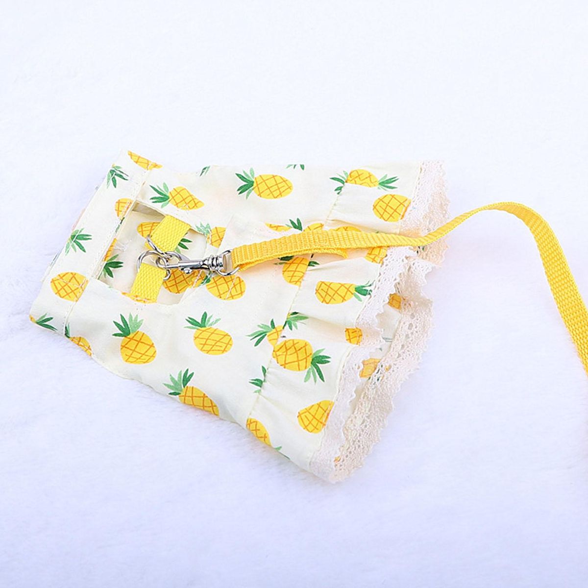 1 Set Rabbit Clothes Leash Pineapple Print Pet Rabbit Hamster Costume Leash Yellow