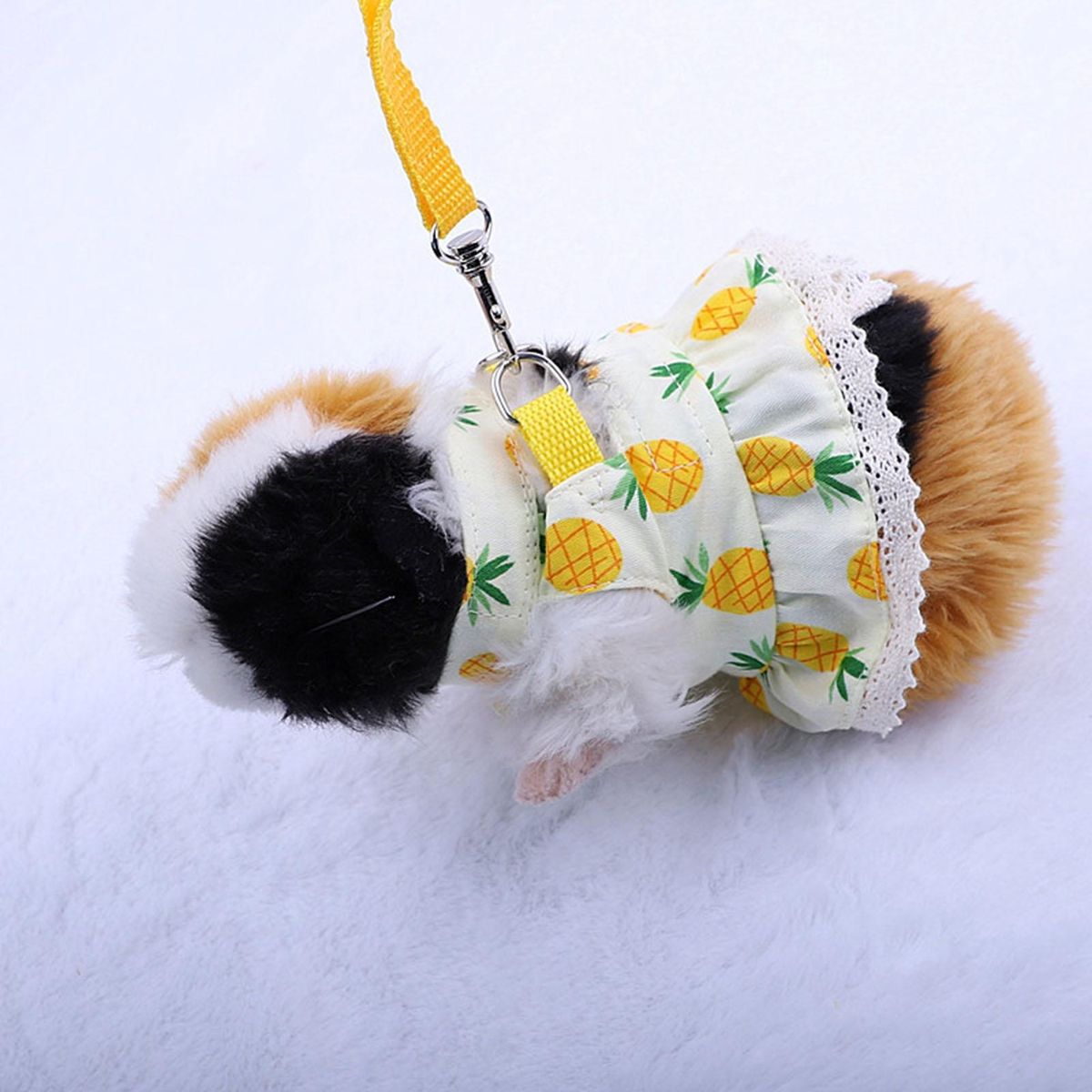 1 Set Rabbit Clothes Leash Pineapple Print Pet Rabbit Hamster Costume Leash Yellow