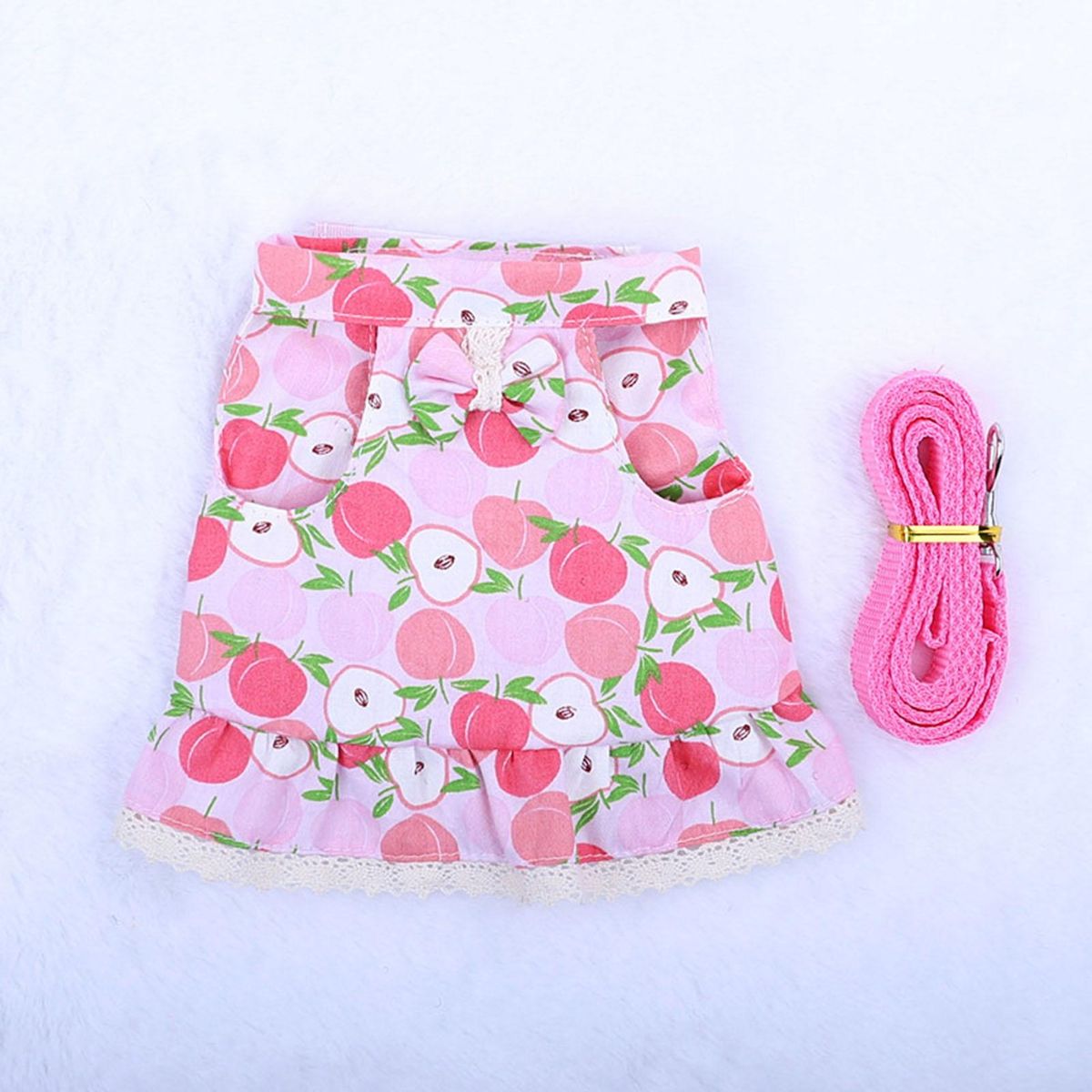 1 Set Rabbit Clothes Leash Pineapple Print Pet Rabbit Hamster Costume Leash Pink