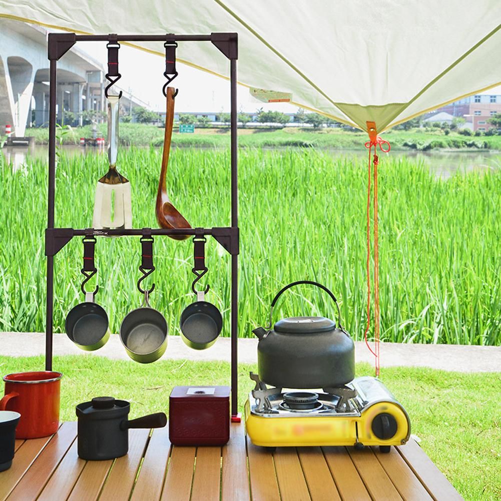 Outdoor Picnic Camping Aluminum Alloy Desktop Shelf Hangings Rack Portable Multi-purpose Storage Hangings Objects