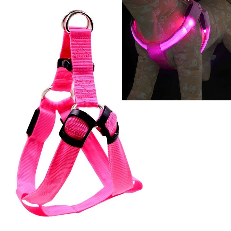 LED Light Pet Harness Nylon Cat Dog Chest Strap Leash,