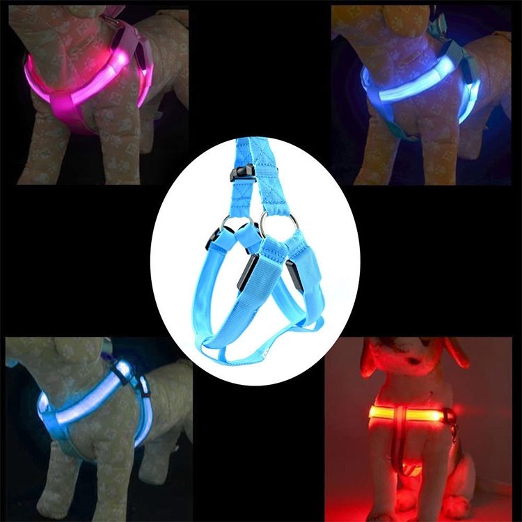 LED Light Pet Harness Nylon Cat Dog Chest Strap Leash,