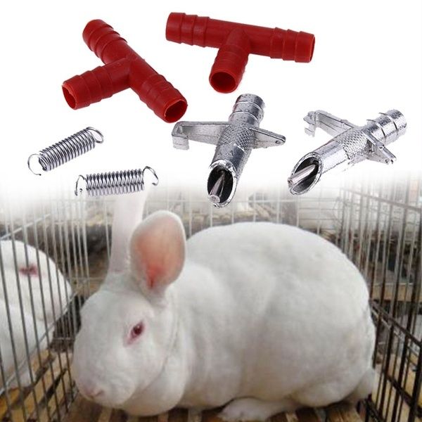 10 Set Automatic Nipple Water Feeder Drinker Waterer For Rabbit Bunny Rodent