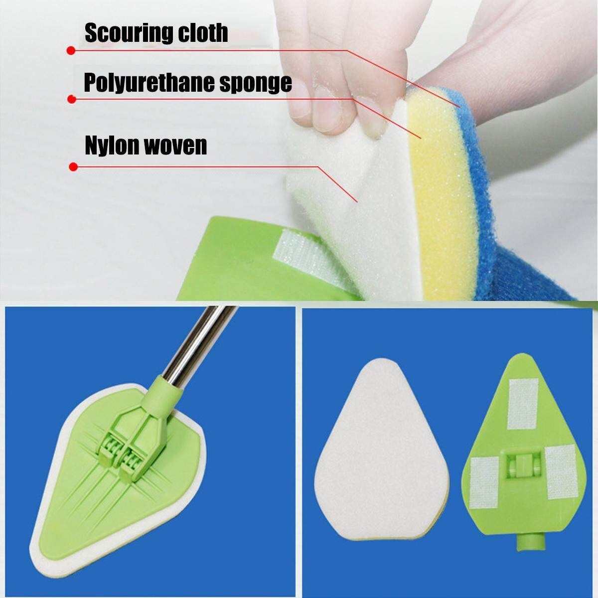 Telescopic Home Window Glass Scrubber Bathtub Cleaner Kitchen Brush With 3 Pads