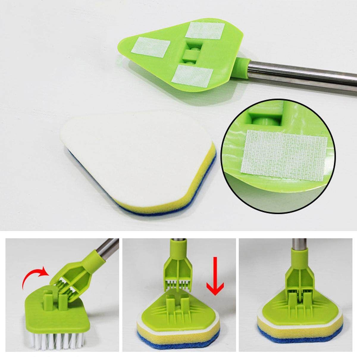 Telescopic Home Window Glass Scrubber Bathtub Cleaner Kitchen Brush With 3 Pads