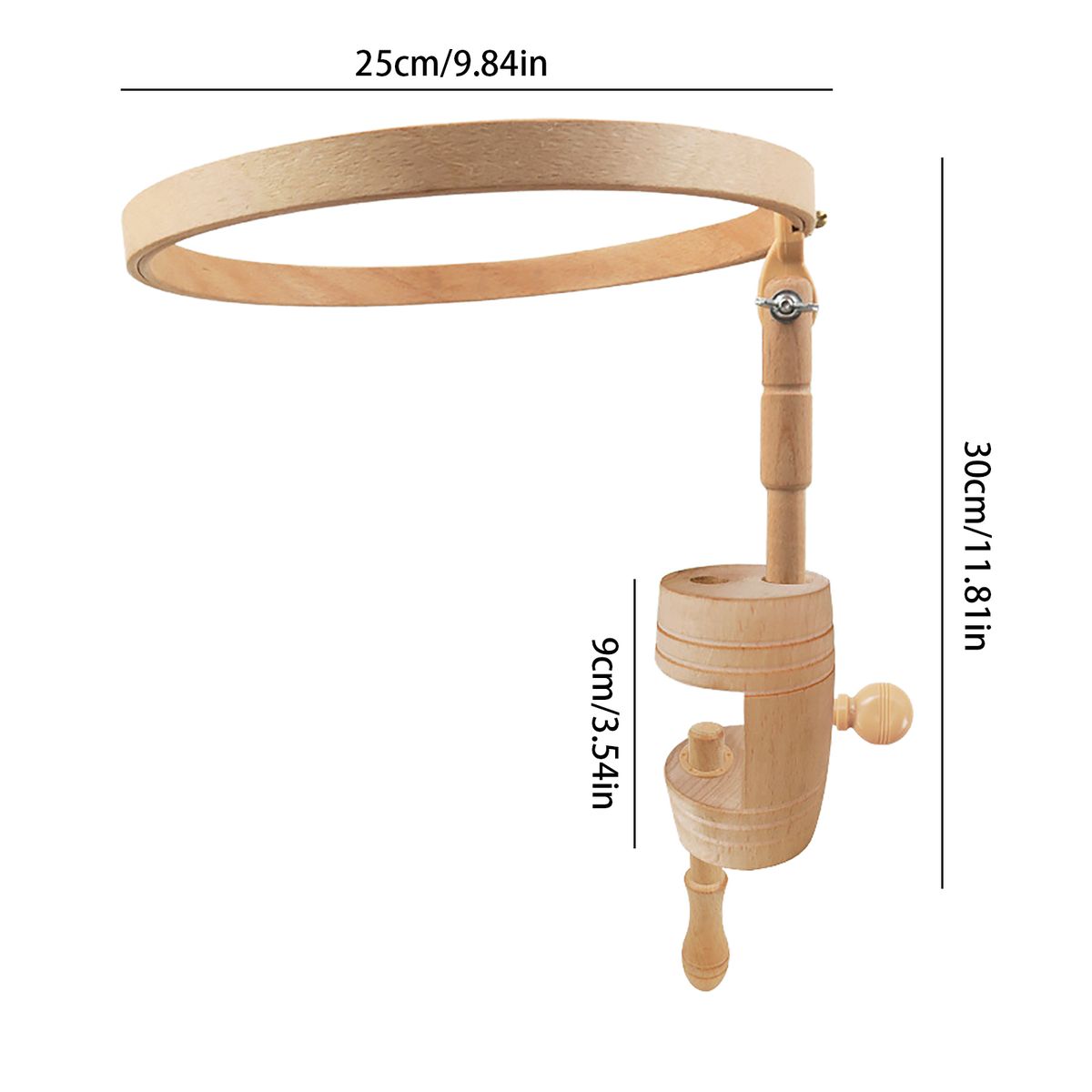 Wooden Embroidery Stand 360 Rotating Adjustable Desktop Stand Cross Stitch Rack Frames Embroidery Hoop Wood Cross Stitch Right Yellow