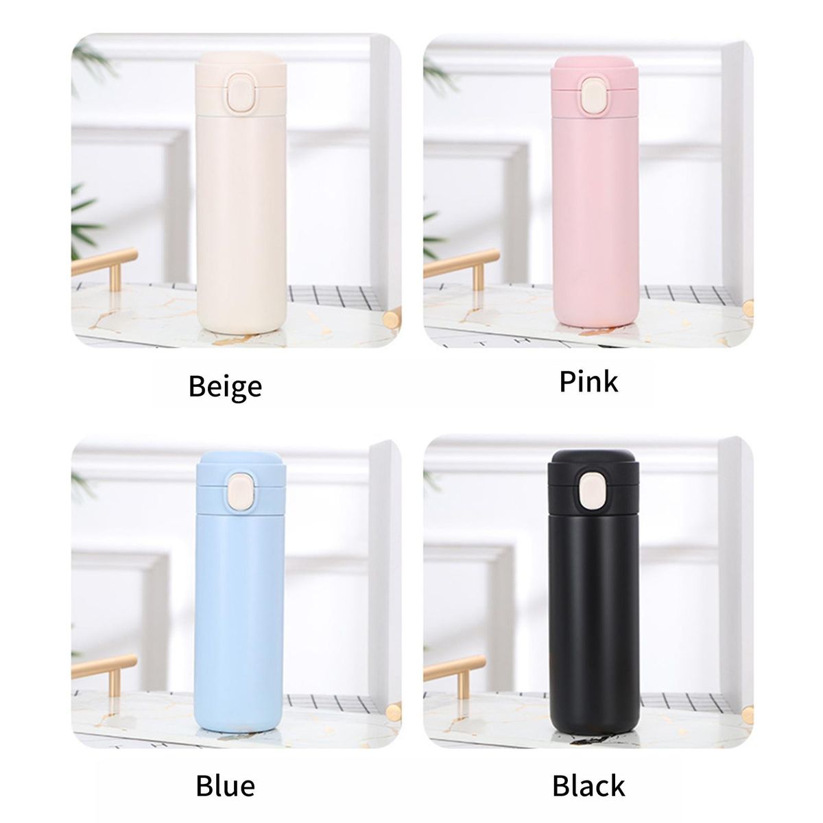 400mL Vacuum Cup Thermos Bottle Thermal Water Bottle Portable Leak Proof Stainless Steel Water Bottle Vacuum Flasks Bottle for Travel Outdoor Gym Fitness